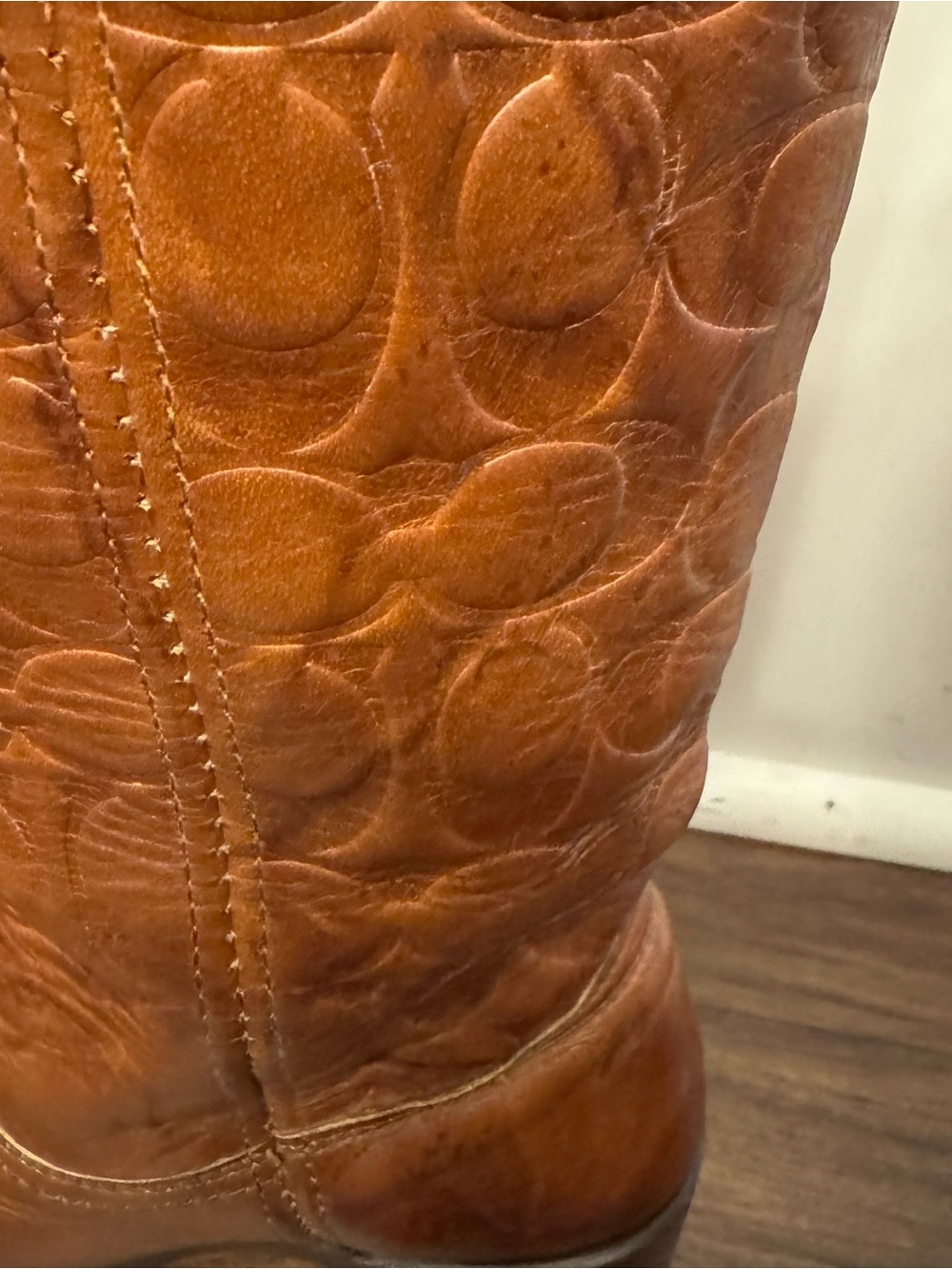 Rare Vintage Frye x Coach Collaboration Embossed Signature Leather Campus Boots - Picture 5 of 14